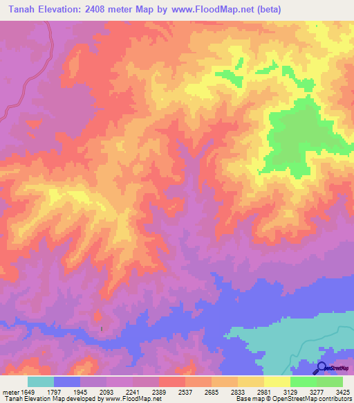 Tanah,Afghanistan Elevation Map