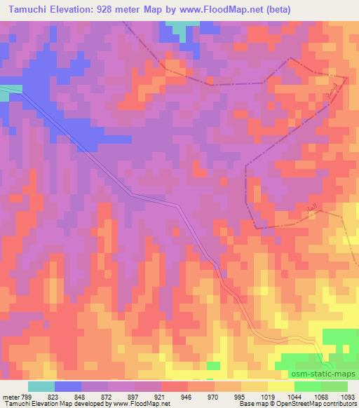 Tamuchi,Afghanistan Elevation Map