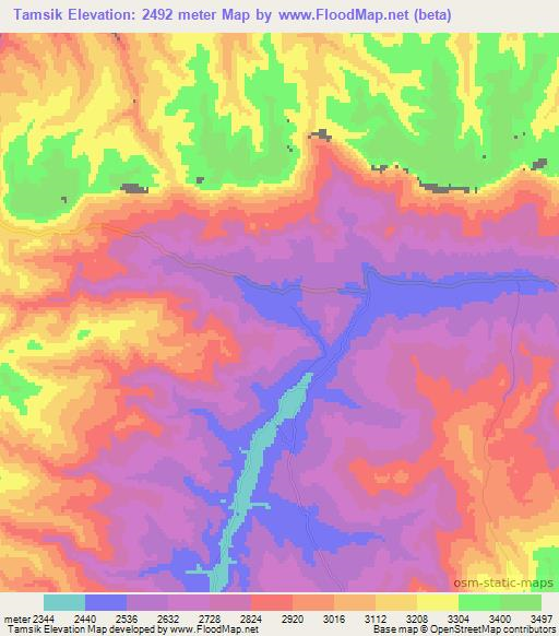 Tamsik,Afghanistan Elevation Map