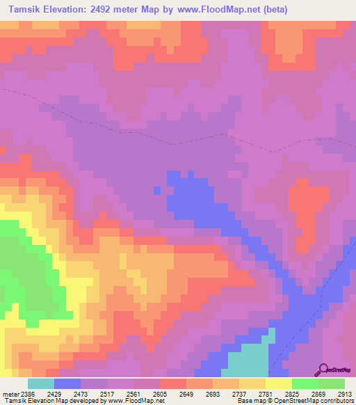 Tamsik,Afghanistan Elevation Map