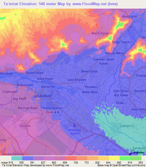 Ta`mirat,Afghanistan Elevation Map
