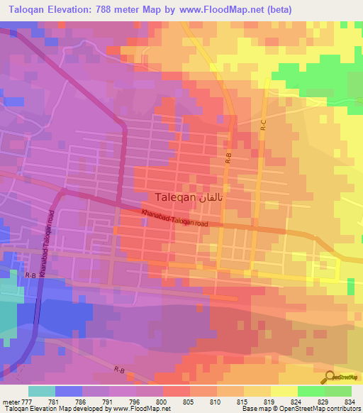 Taloqan,Afghanistan Elevation Map