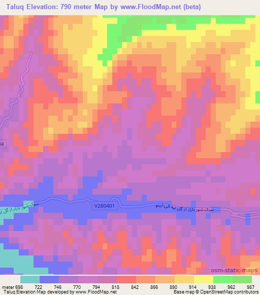 Taluq,Afghanistan Elevation Map