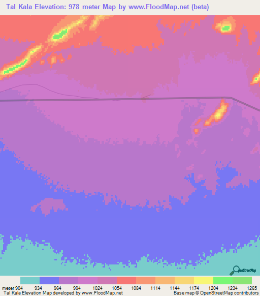 Tal Kala,Afghanistan Elevation Map