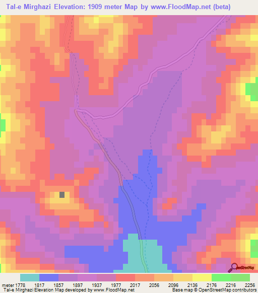 Tal-e Mirghazi,Afghanistan Elevation Map
