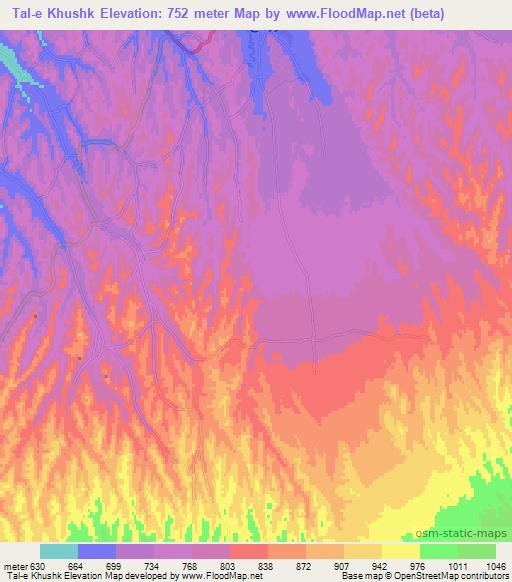 Tal-e Khushk,Afghanistan Elevation Map