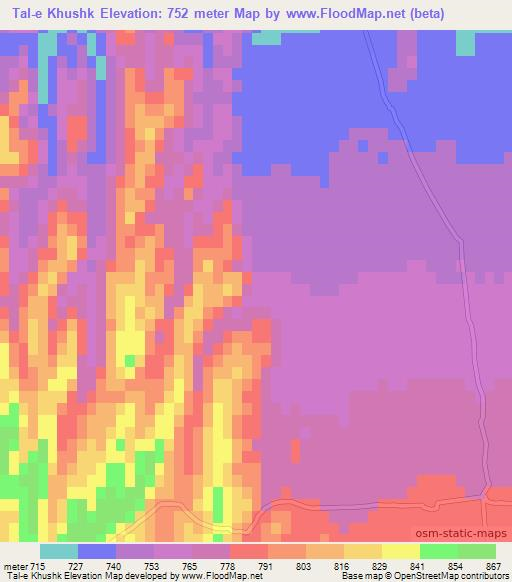 Tal-e Khushk,Afghanistan Elevation Map