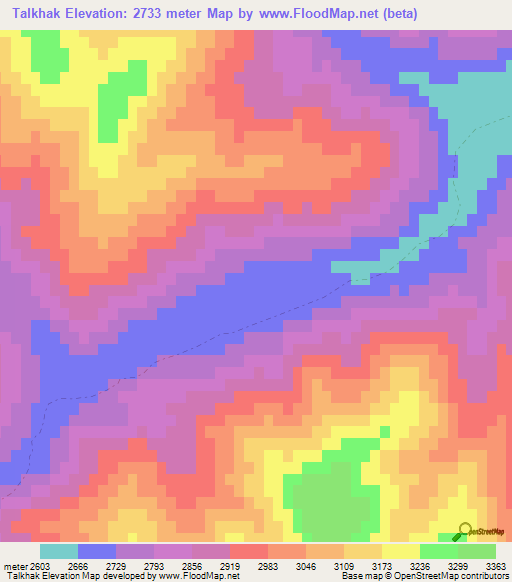 Talkhak,Afghanistan Elevation Map