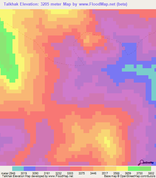 Talkhak,Afghanistan Elevation Map