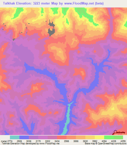 Talkhak,Afghanistan Elevation Map