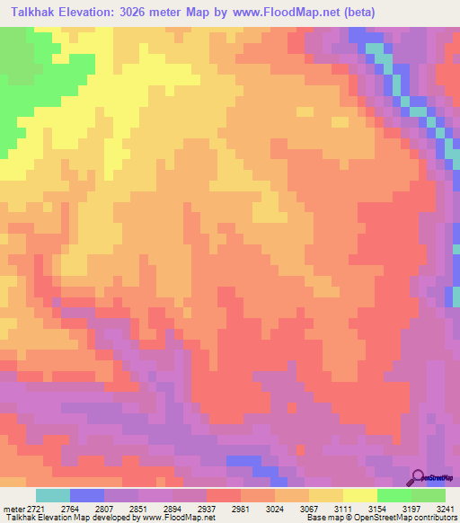 Talkhak,Afghanistan Elevation Map
