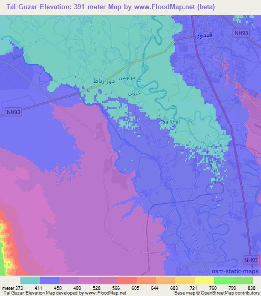 Tal Guzar,Afghanistan Elevation Map