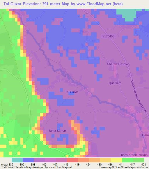 Tal Guzar,Afghanistan Elevation Map