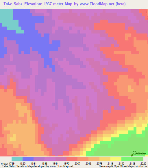 Tal-e Sabz,Afghanistan Elevation Map
