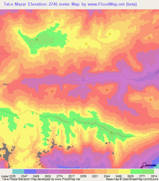 Tal-e Mazar,Afghanistan Elevation Map