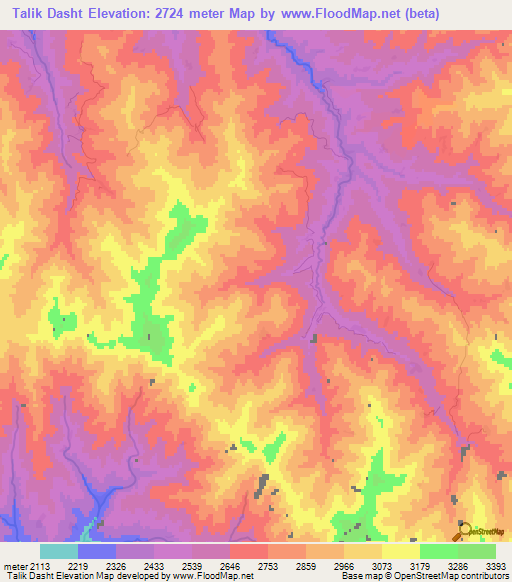 Talik Dasht,Afghanistan Elevation Map