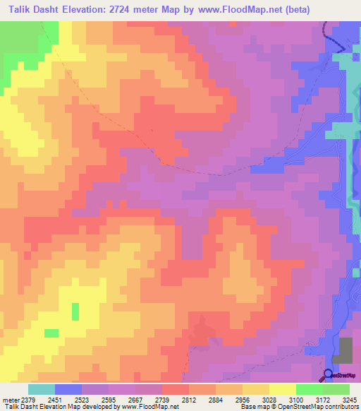 Talik Dasht,Afghanistan Elevation Map