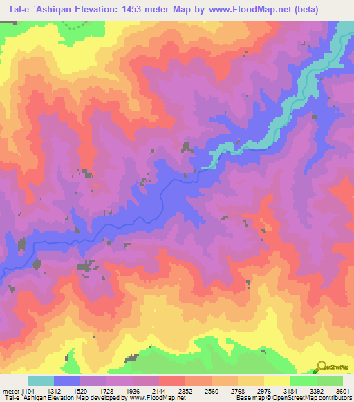 Tal-e `Ashiqan,Afghanistan Elevation Map