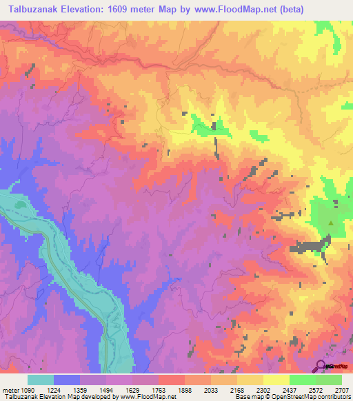 Talbuzanak,Afghanistan Elevation Map