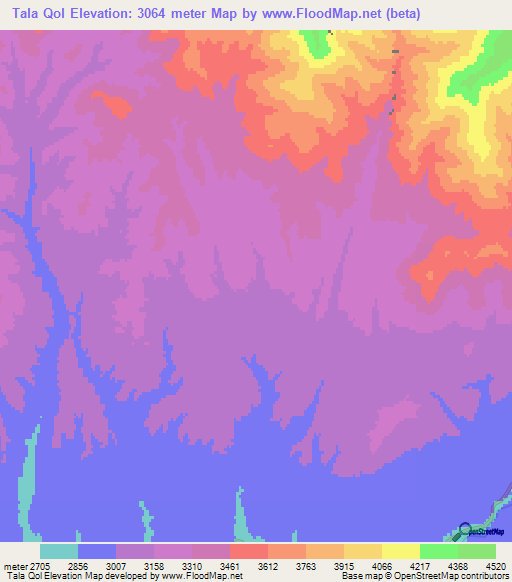 Tala Qol,Afghanistan Elevation Map