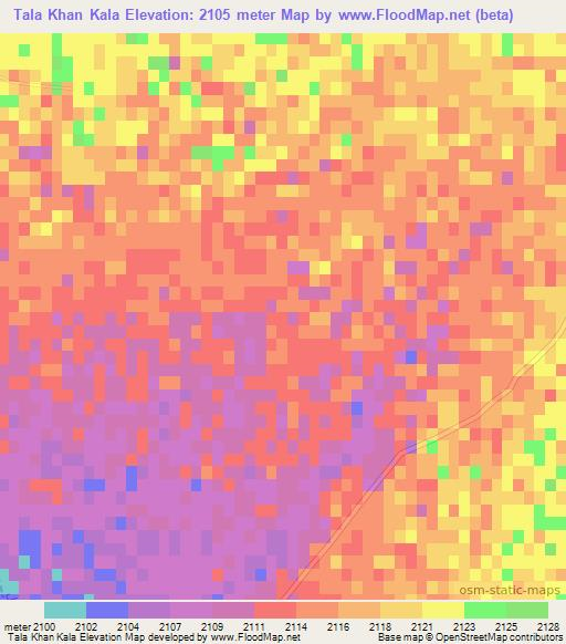 Tala Khan Kala,Afghanistan Elevation Map