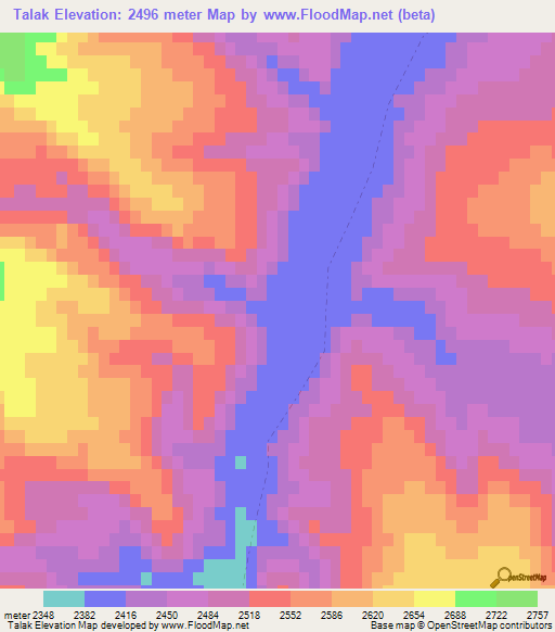 Talak,Afghanistan Elevation Map