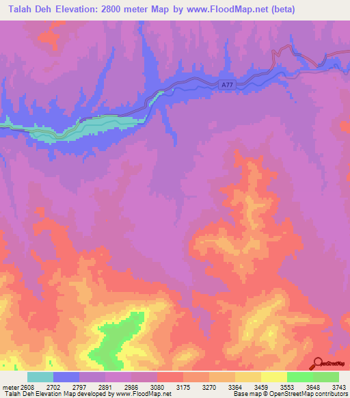 Talah Deh,Afghanistan Elevation Map
