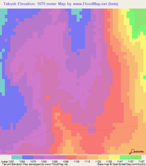 Takush,Afghanistan Elevation Map