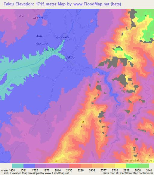 Taktu,Afghanistan Elevation Map