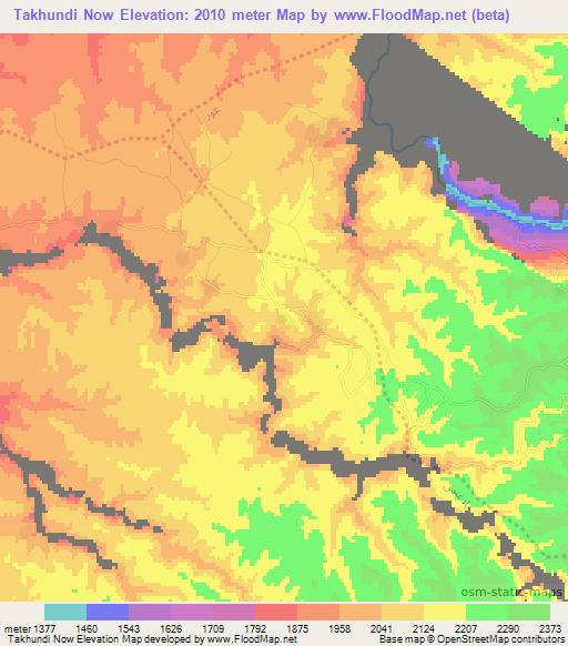 Takhundi Now,Afghanistan Elevation Map