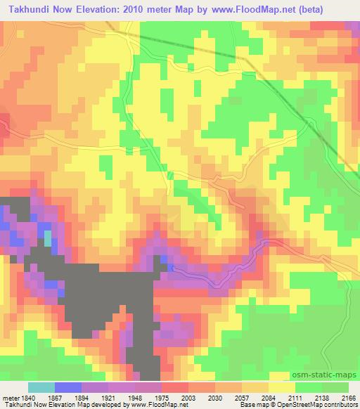 Takhundi Now,Afghanistan Elevation Map