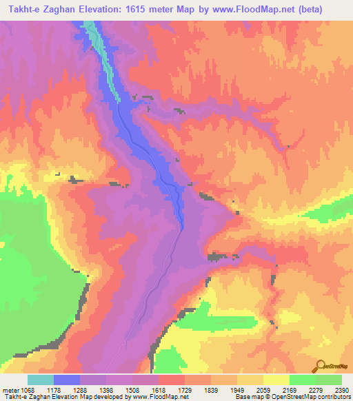 Takht-e Zaghan,Afghanistan Elevation Map