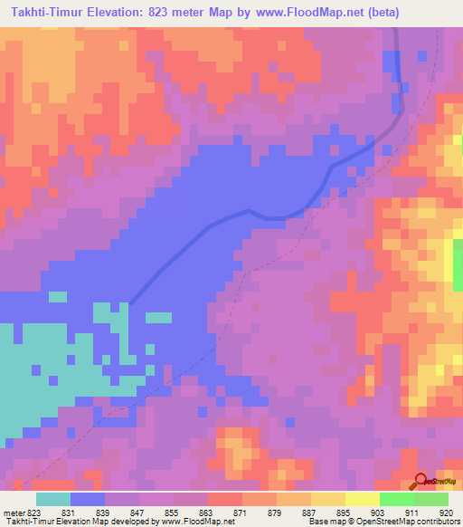 Takhti-Timur,Afghanistan Elevation Map