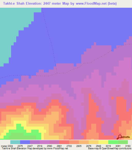 Takht-e Shah,Afghanistan Elevation Map
