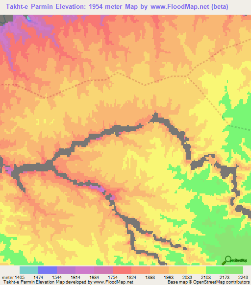 Takht-e Parmin,Afghanistan Elevation Map