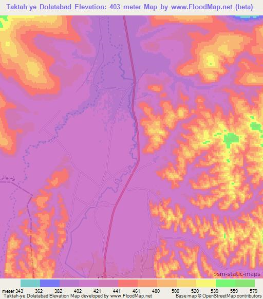 Taktah-ye Dolatabad,Afghanistan Elevation Map