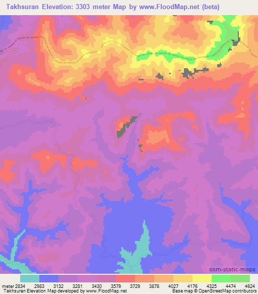 Takhsuran,Afghanistan Elevation Map