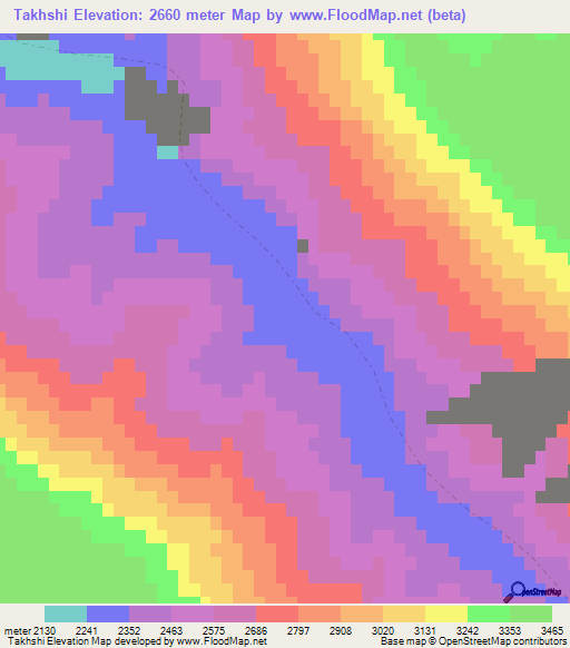 Takhshi,Afghanistan Elevation Map
