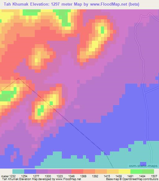 Tah Khumak,Afghanistan Elevation Map