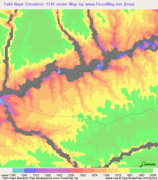 Takh-Nayk,Afghanistan Elevation Map