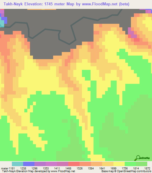 Takh-Nayk,Afghanistan Elevation Map