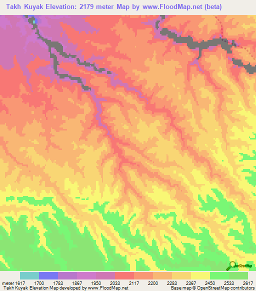 Takh Kuyak,Afghanistan Elevation Map