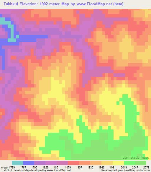 Takhkuf,Afghanistan Elevation Map