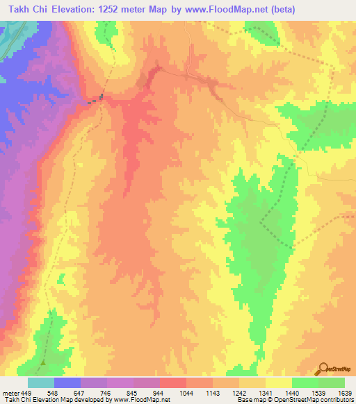 Takh Chi,Afghanistan Elevation Map