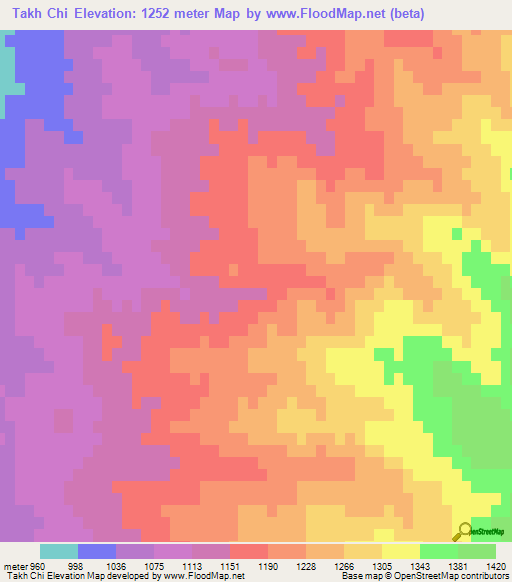 Takh Chi,Afghanistan Elevation Map
