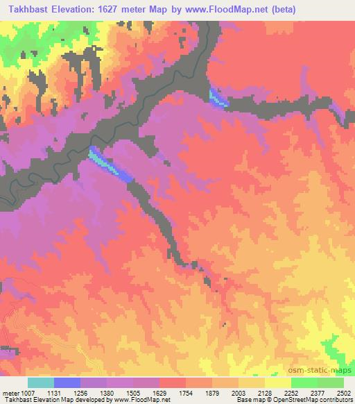 Takhbast,Afghanistan Elevation Map