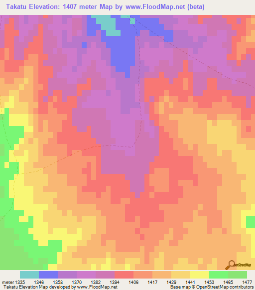 Takatu,Afghanistan Elevation Map