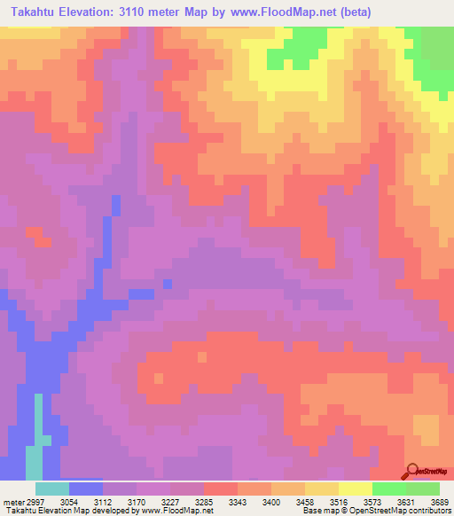 Takahtu,Afghanistan Elevation Map