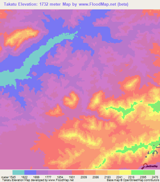 Takatu,Afghanistan Elevation Map