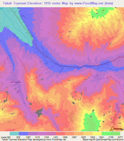 Takah Toymast,Afghanistan Elevation Map